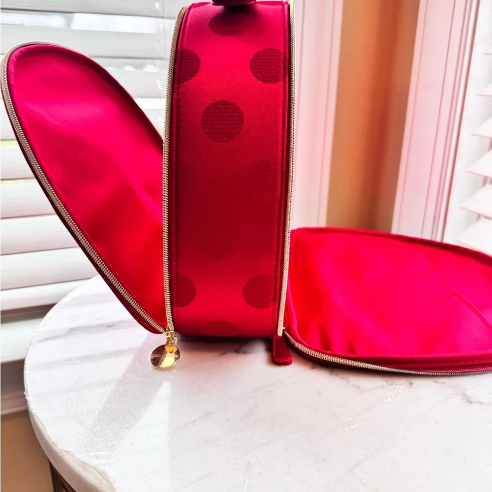 Estée Lauder Red Makeup Pouch Train Case with Gold Charm